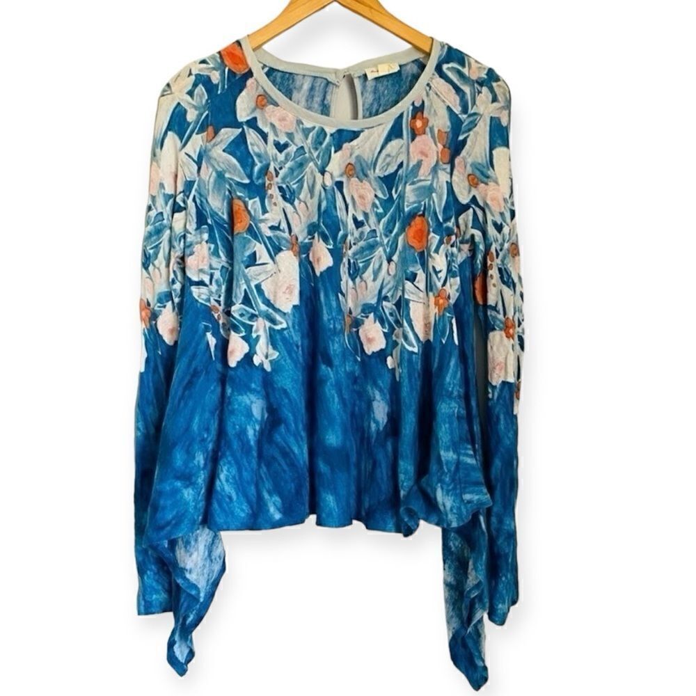 Anthropologie Meadow Rue Linen Fields Swing Long Sleeve Top Size Small